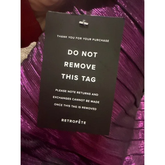 Retrofête Nala Strapless Metallic Mini Dress‎ Purple Size M - Picture 8 of 9